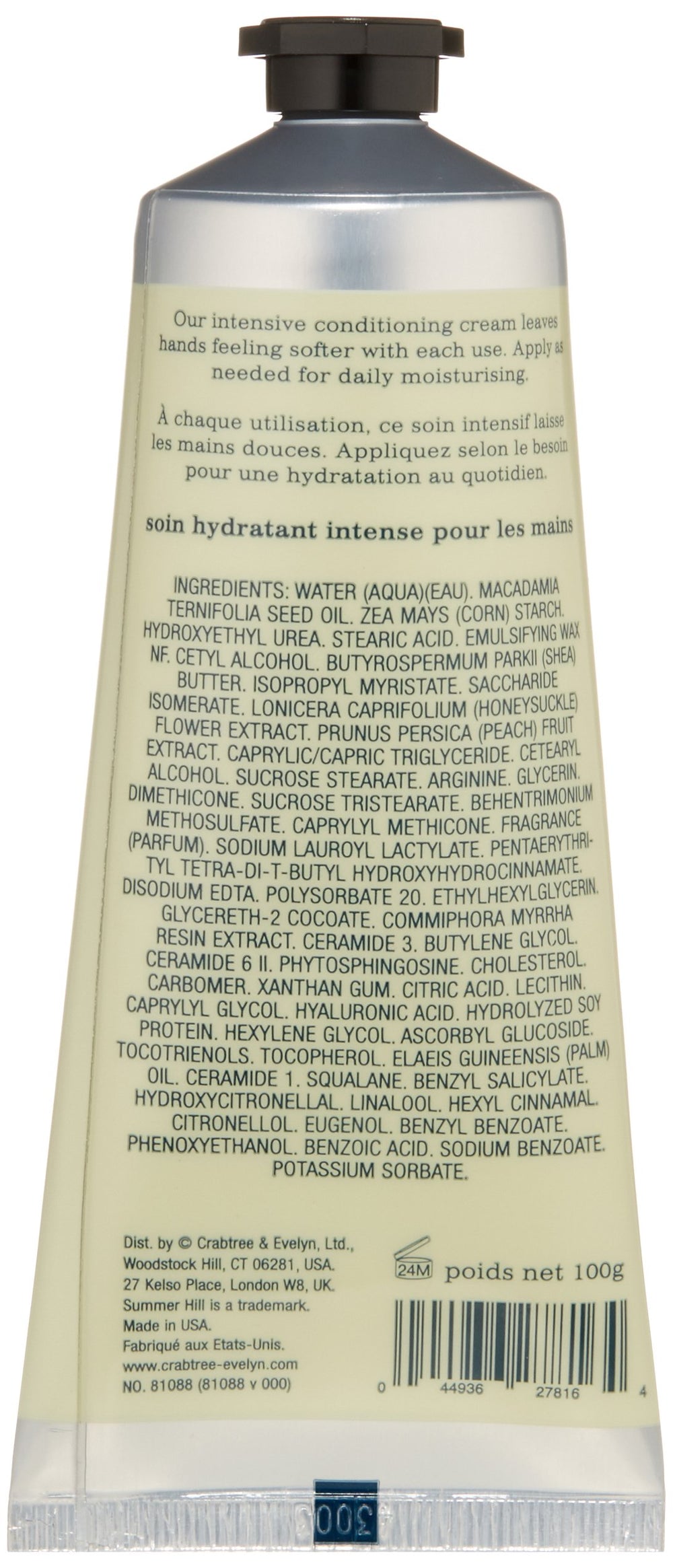 Crabtree & Evelyn close-up of cream texture demonstrating rich hydration and smooth absorption