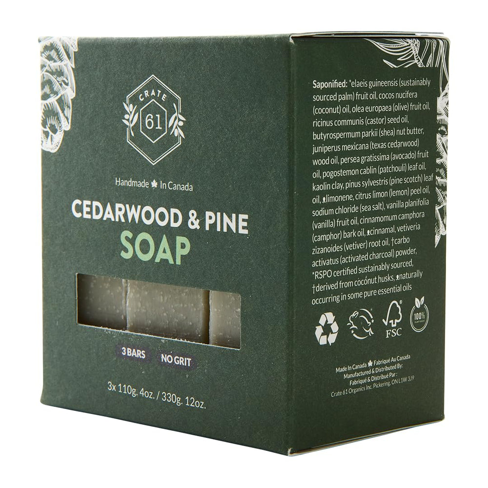 Crate 61 Organics bar in hand rinsing to show easy lathering and moisturizing benefit