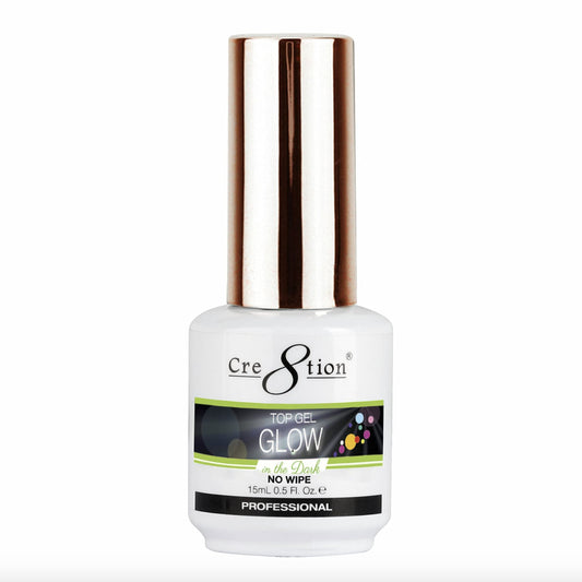 Cre8tion front bottle top coat showing sleek packaging and clear gel benefit