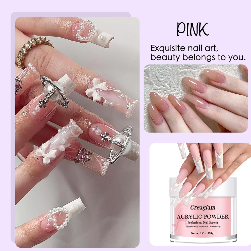 Creaglam clear powder swatch showing transparent encapsulation benefit