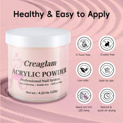 Creaglam powder close-up texture demonstrating smooth, bubble-free mixability