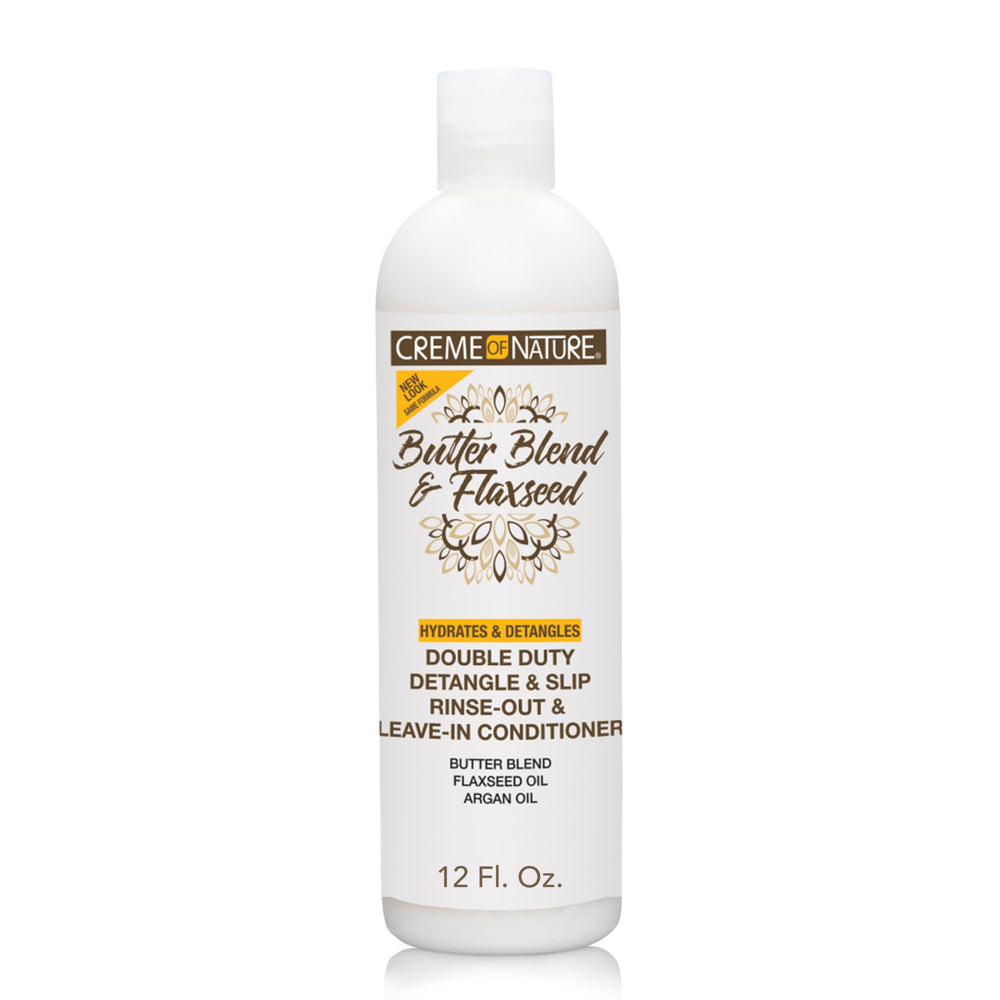 Creme of Nature front bottle showing label and 12 oz size, highlights easy detangling