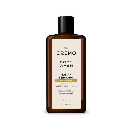 Cremo front bottle showing Italian Bergamot label and size for easy selection