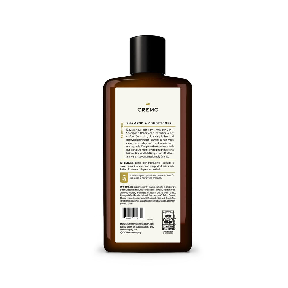 Cremo bottle beside everyday objects showing 16 fl oz size convenience