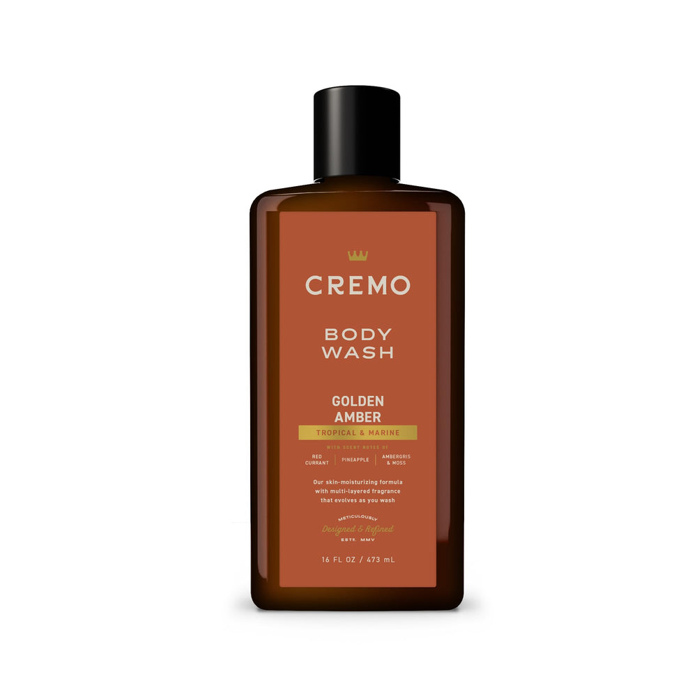 Cremo Golden Amber front bottle showing label and 16 fl oz volume benefit