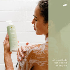 Cremo pear blossom creamy foam texture close-up demonstrating rich lather and moisturizing feel