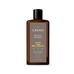 Cremo Vintage Suede front bottle showing label and 16 fl oz size with clean design benefit