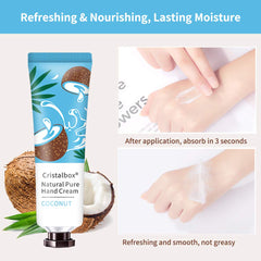 CRISTALBOX applying cream to hands for instant softening and non-greasy feel
