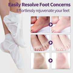 CRISTALBOX foot mask worn while relaxing, illustrating at-home spa convenience