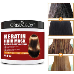 CRISTALBOX applying mask to wet hair strands for deep repair benefit