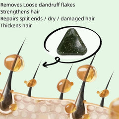 CRIVERY applying bar to scalp to show focused nourishment