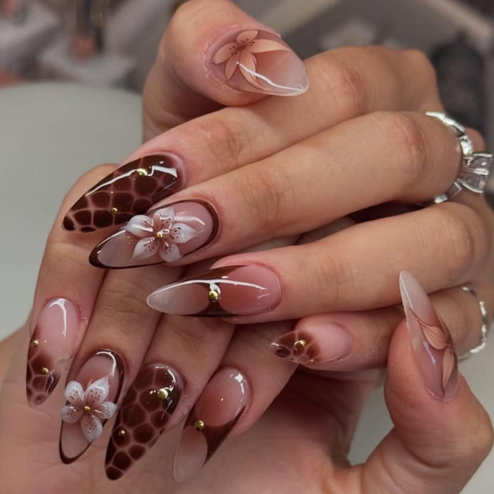 CTTHNBD front packaging showing 24-piece almond press-on nails and tools for easy selection