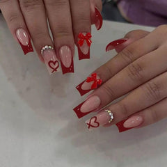 CTTHNBD front packaging showing 24-piece red French coffin set and accessories benefits quick manicure