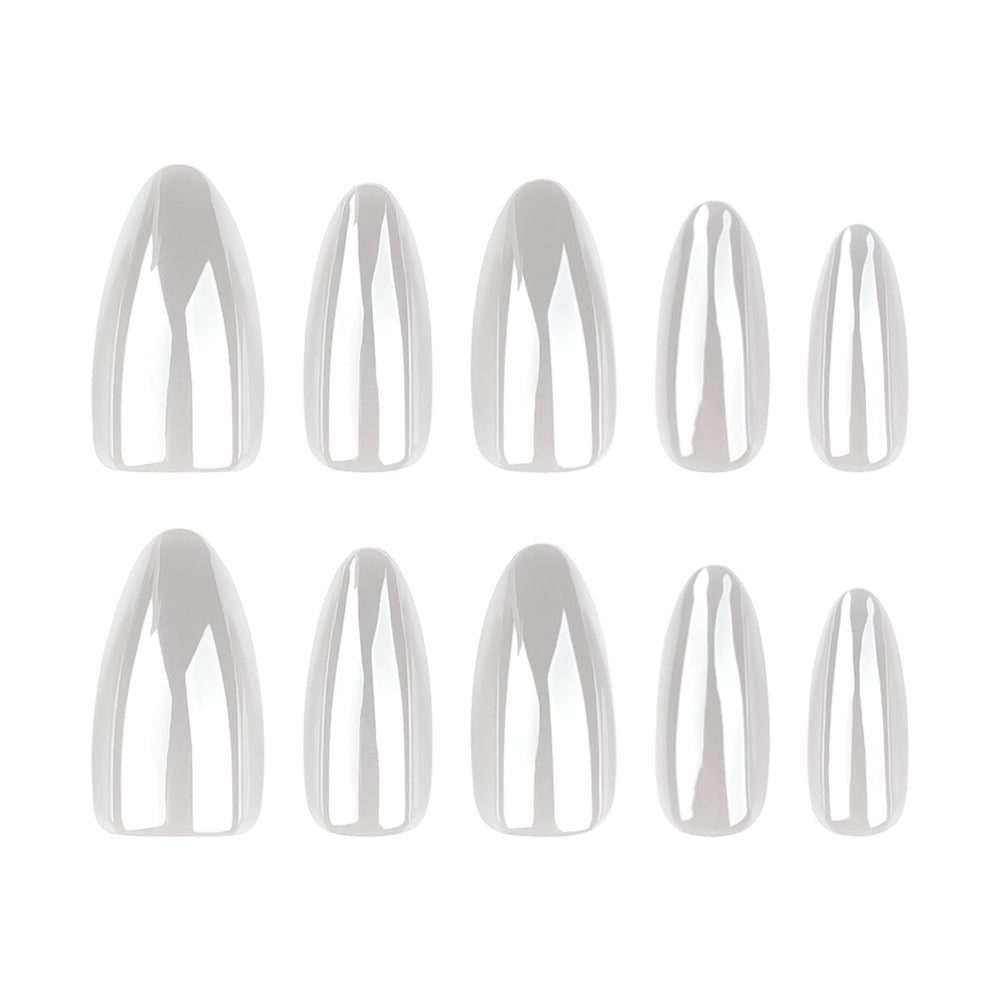 CTTHNBD side profile of almond curve fit on nail, illustrating natural shape and comfort