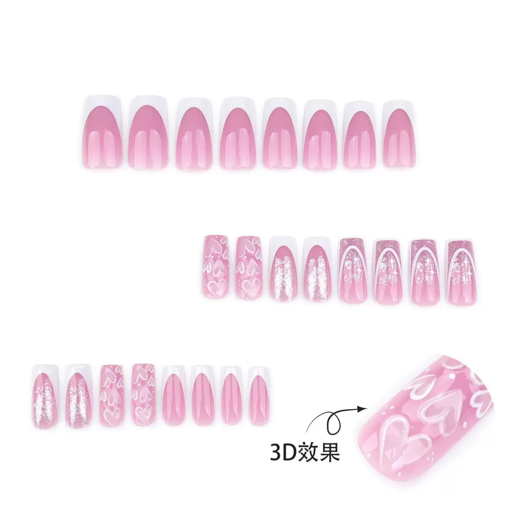 CTTHNBD side view of white French tip and square shape demonstrating clean, classic edge