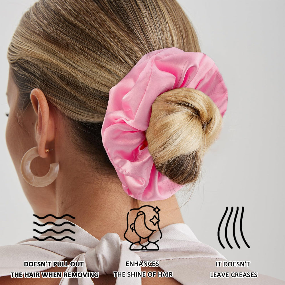 CUBACO scrunchie stretched to show elastic core strength and reliable hold benefit