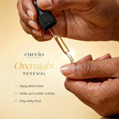 Cuccio label detail highlighting natural ingredients and clarity benefit