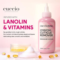 Cuccio bottle with cap open dispensing drops for precise application benefit