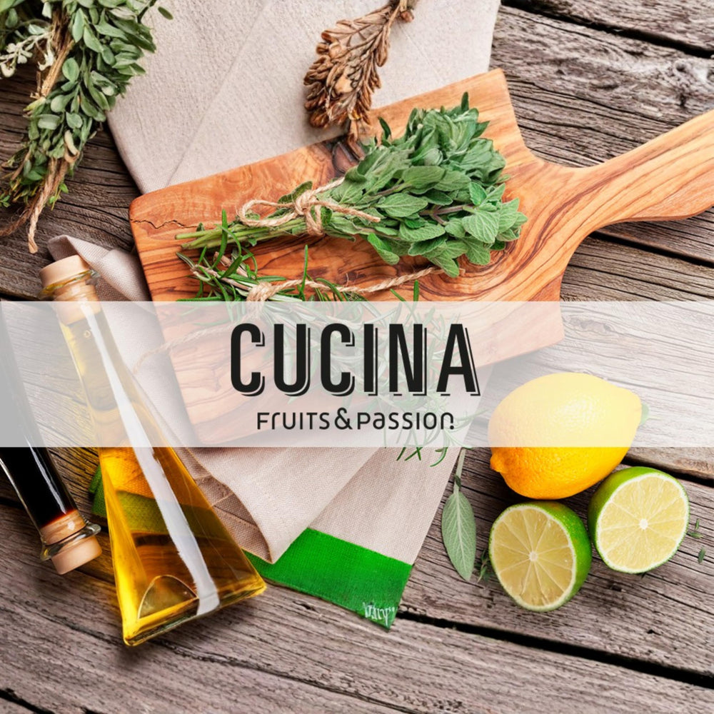 Close view of Cucina recyclable label and biodegradability icons highlighting eco benefit