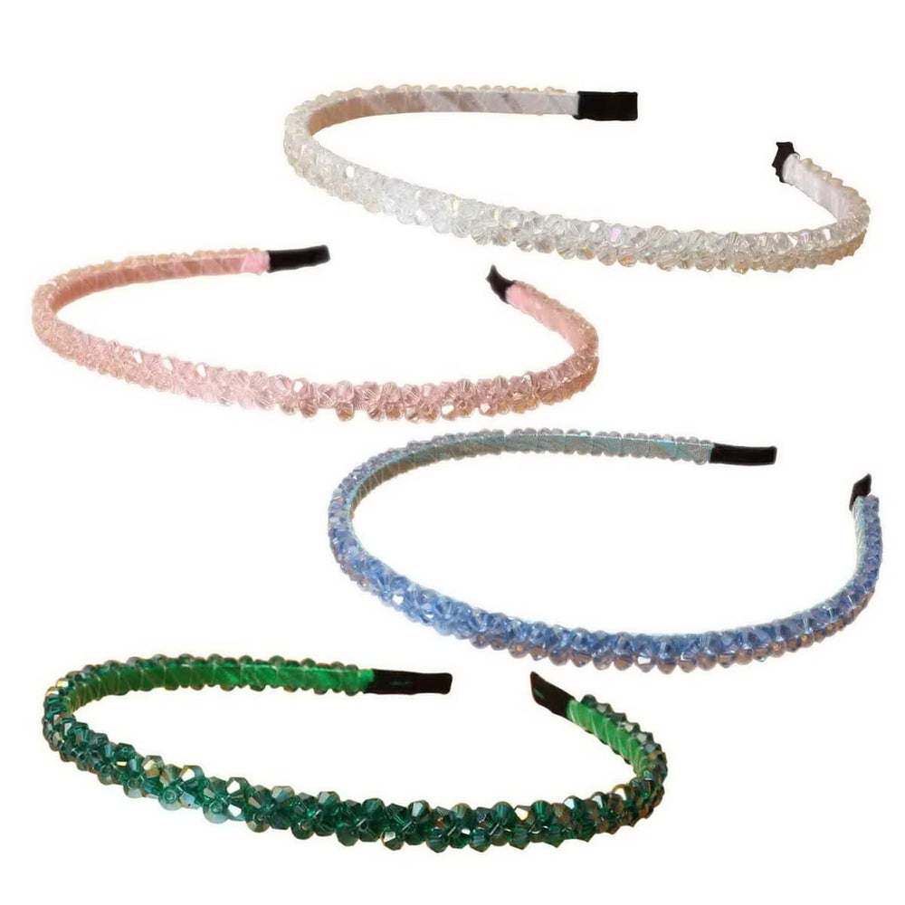 Cuizhiyu front view of four crystal headbands, adds instant polish