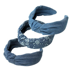 Cuizhiyu front-packaging showing three denim headbands for easy selection