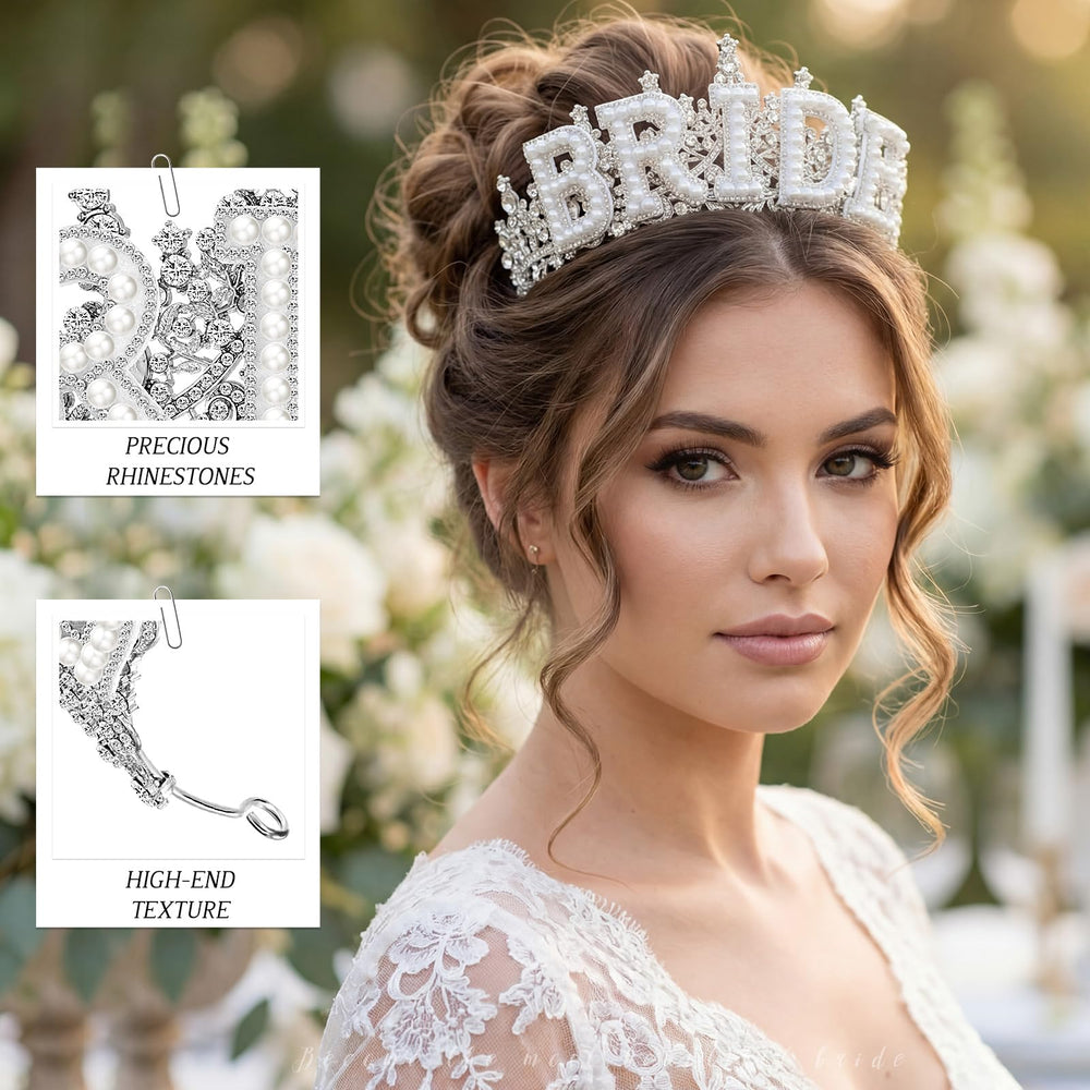 Cunno tiara side profile paired with veil for cohesive bridal styling