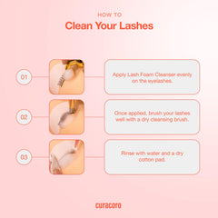 CURACORO in use washing lashes showing professional technique and gentle removal