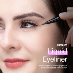 CURACORO on bathroom counter with makeup, waterproof and long-lasting for daily wear