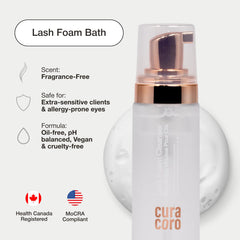 CURACORO foam texture on hand illustrating gentle lather that removes makeup without drying