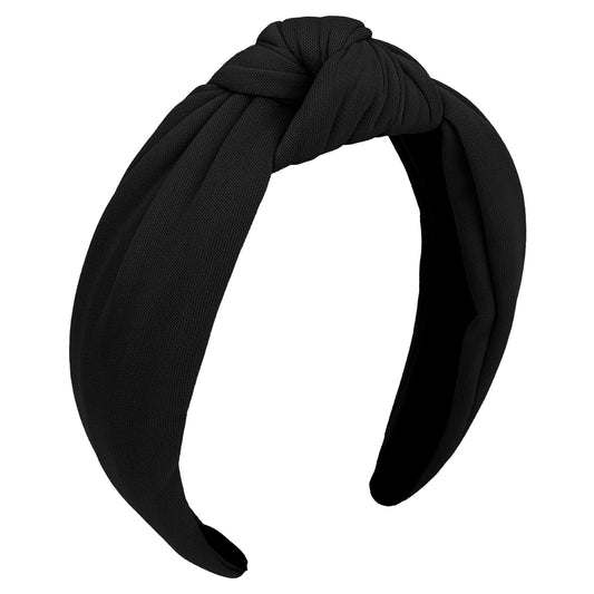 CURASA front view of black knotted headband showing clean silhouette and secure fit