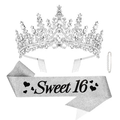 CURASA front view of sash and tiara set showing complete matching look and sparkle