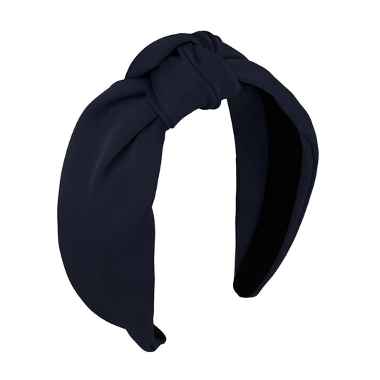 CURASA navy headband front view showing clean shape and secure fit