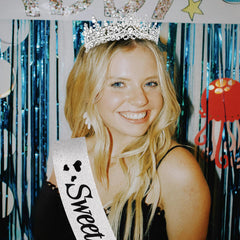 CURASA close-up of tiara rhinestones highlighting sparkle and photo-ready detail
