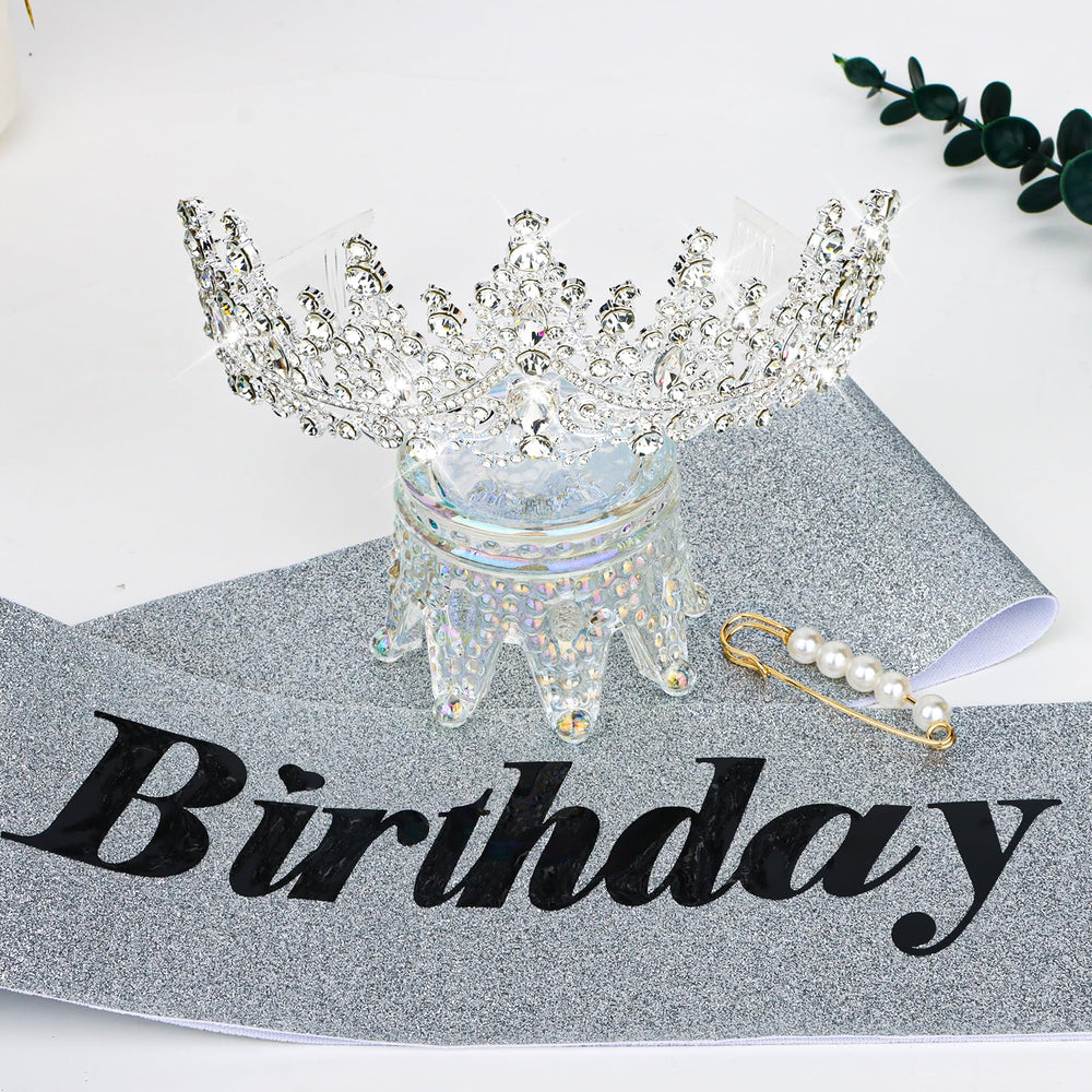 CURASA tiara worn in hair demonstrating secure fit and party-ready look