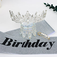 CURASA tiara worn in hair demonstrating secure fit and party-ready look