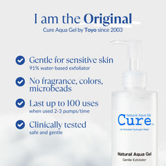 NATURAL AQUA GEL CURE tube on bathroom shelf in lifestyle scene signaling daily skincare routine
