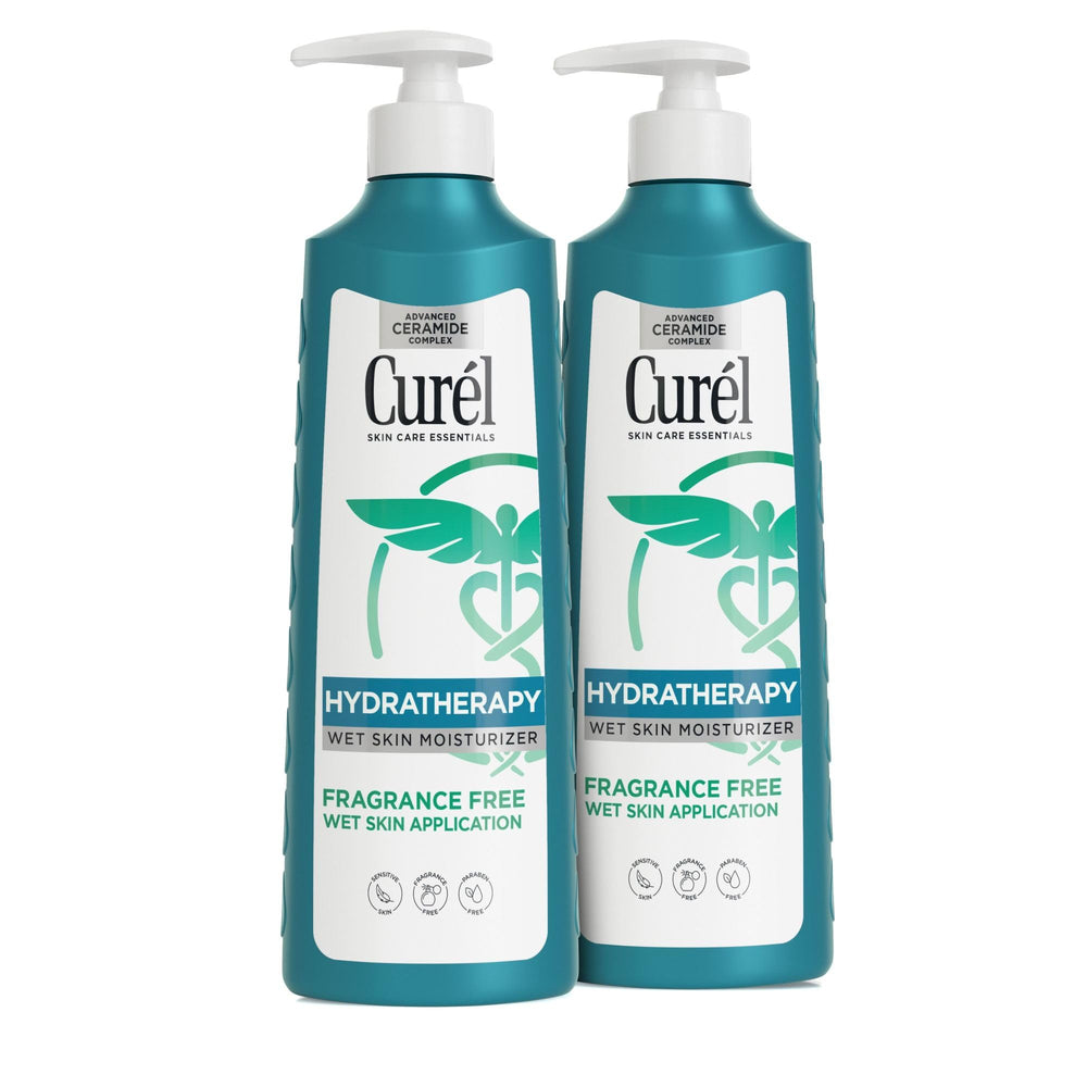 Curel front packaging showing two 12 oz bottles and benefits