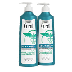 Curel front packaging showing two 12 oz bottles and benefits
