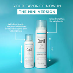 Curel spraying knee dry spot demonstrating all-over body hydration