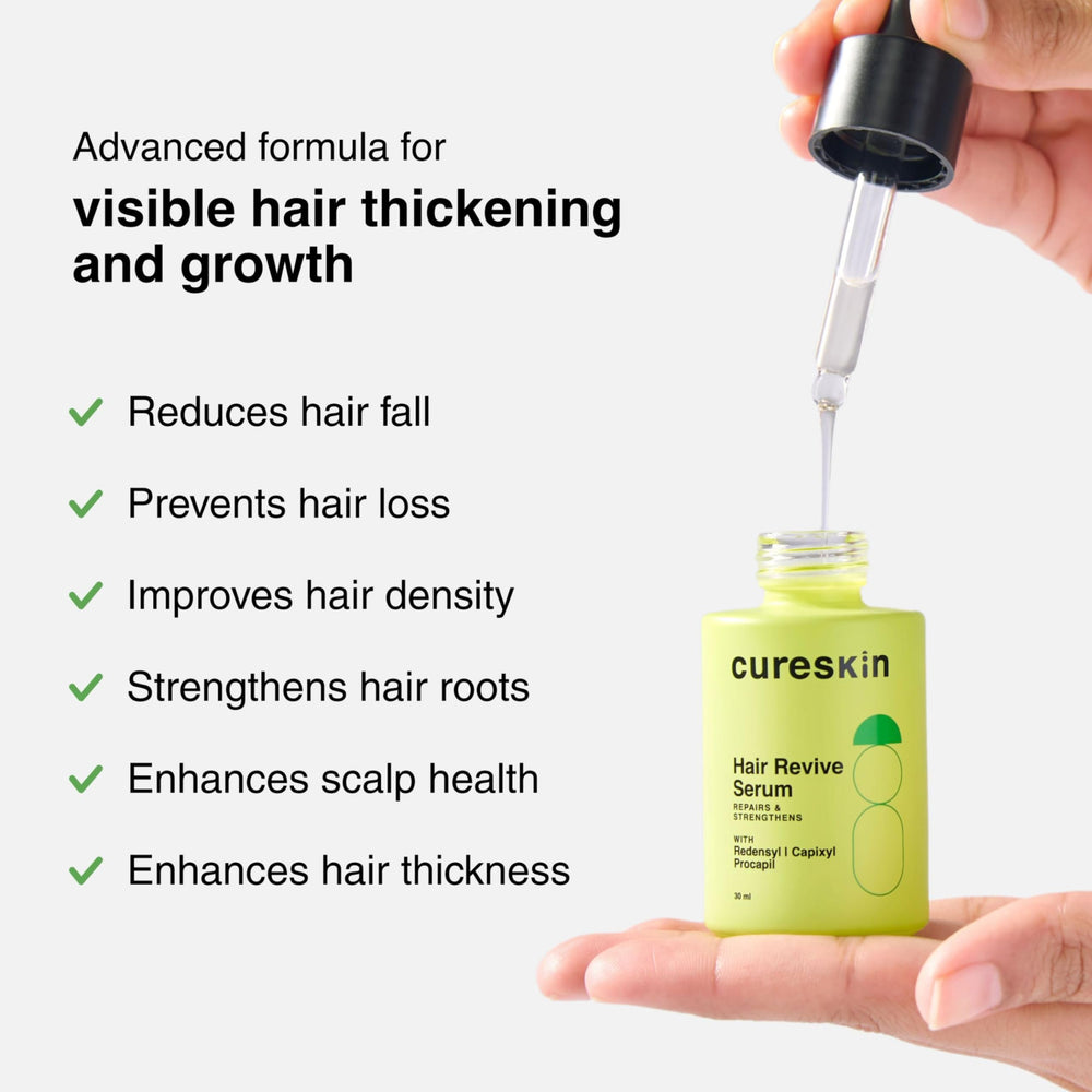 Cureskin dropper dispensing serum illustrating precise application