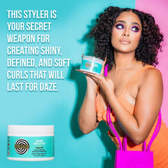 Curldaze product applied on hands demonstrating slip and easy distribution for detangling