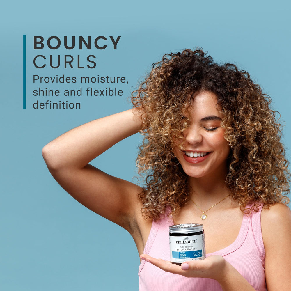 CURLSMITH before and after comparison showing frizz control benefit