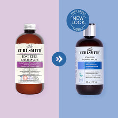 CURLSMITH label and ingredient panel clear view showing bond-building benefit