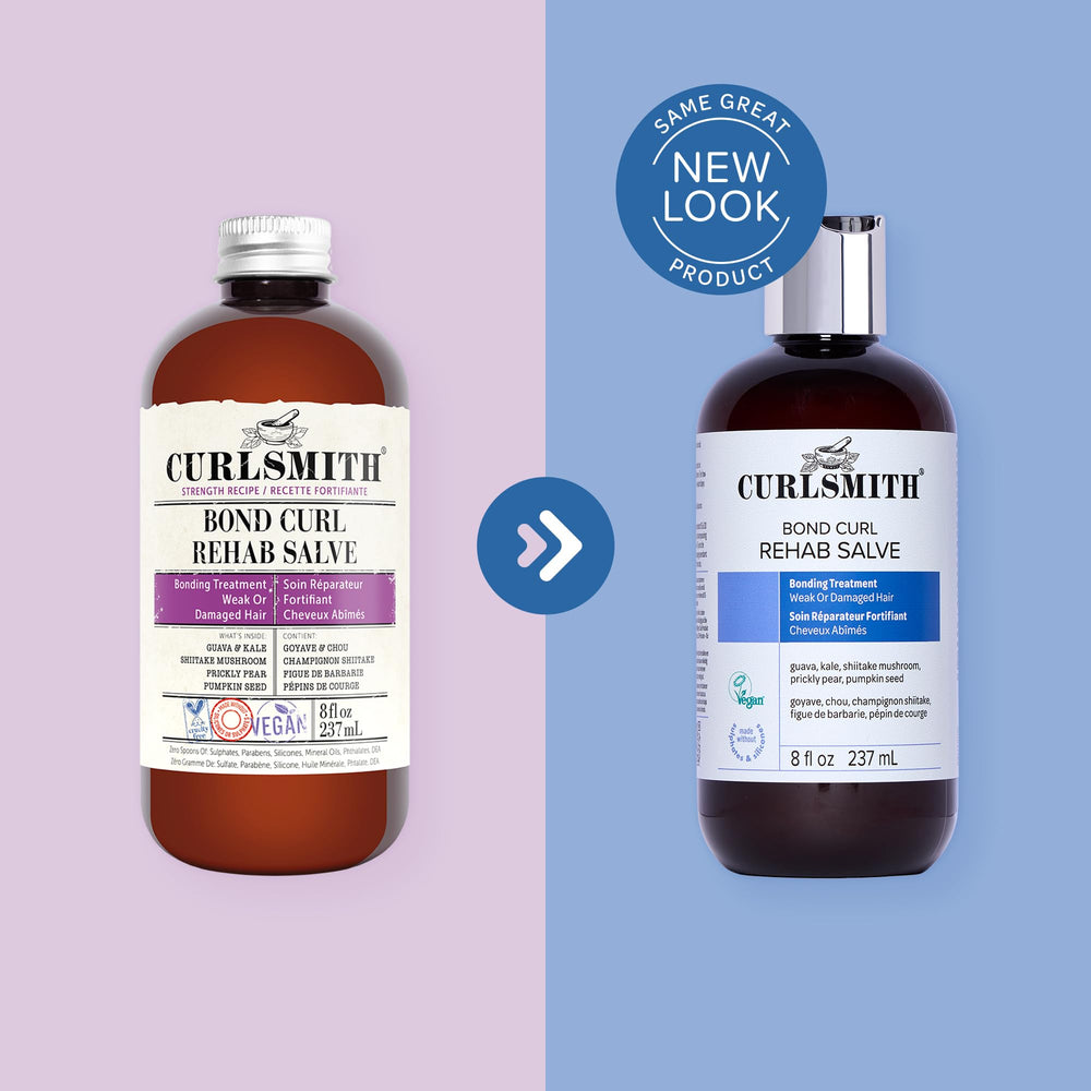 CURLSMITH before and after hair showing improved shine
