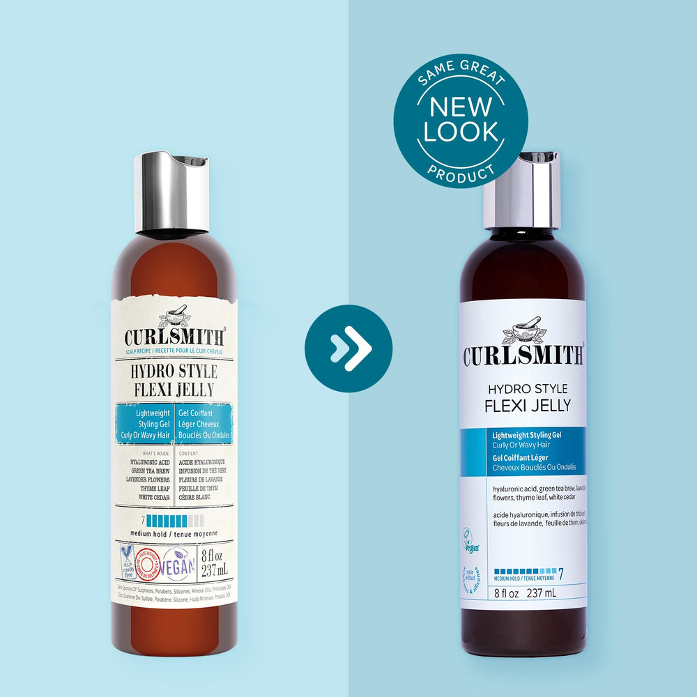 CURLSMITH scrunch out results revealing soft, bouncy curls after breaking the dry cast