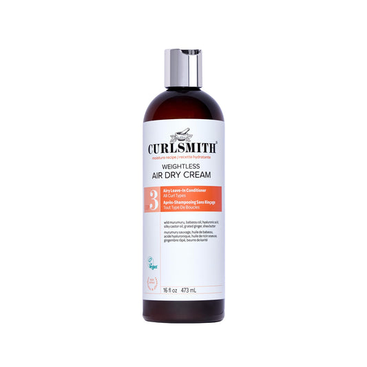 CURLSMITH front bottle view showing pump and label, promotes easy dispensing
