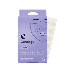 Curology front packaging 40-count patch box showing brand and convenience