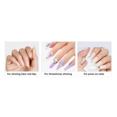 CurvLife almond-shaped press-on nails lifestyle image showing elegant finished manicure