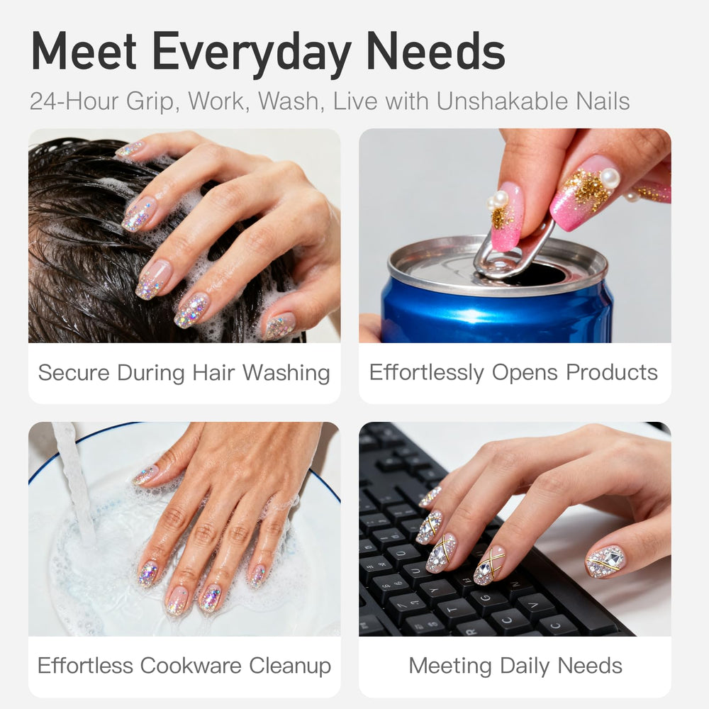 CurvLife application in use attaching a press-on nail fast for quick, secure results