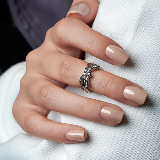 CurvLife front packaging showcasing apricot Bare Bloom glossy nails and kit benefits